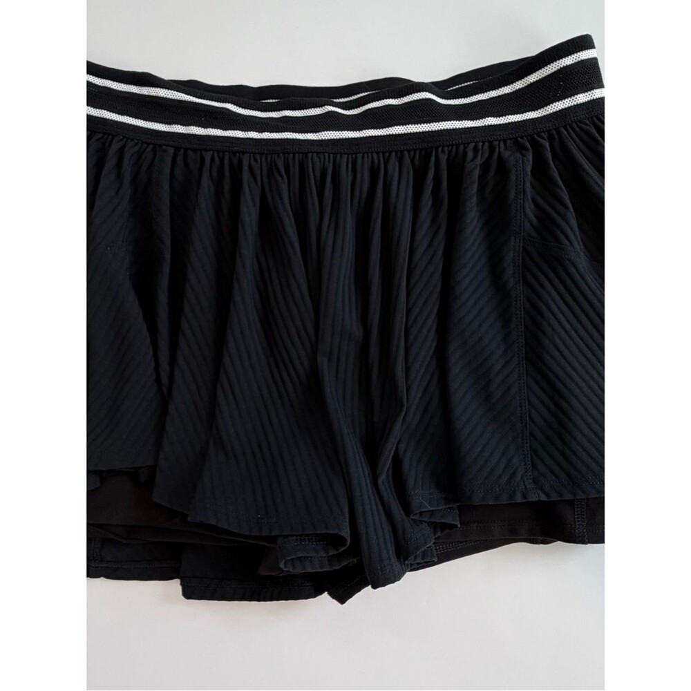 Free Movement Black Pleated Skort with Stripe Waistband-Large